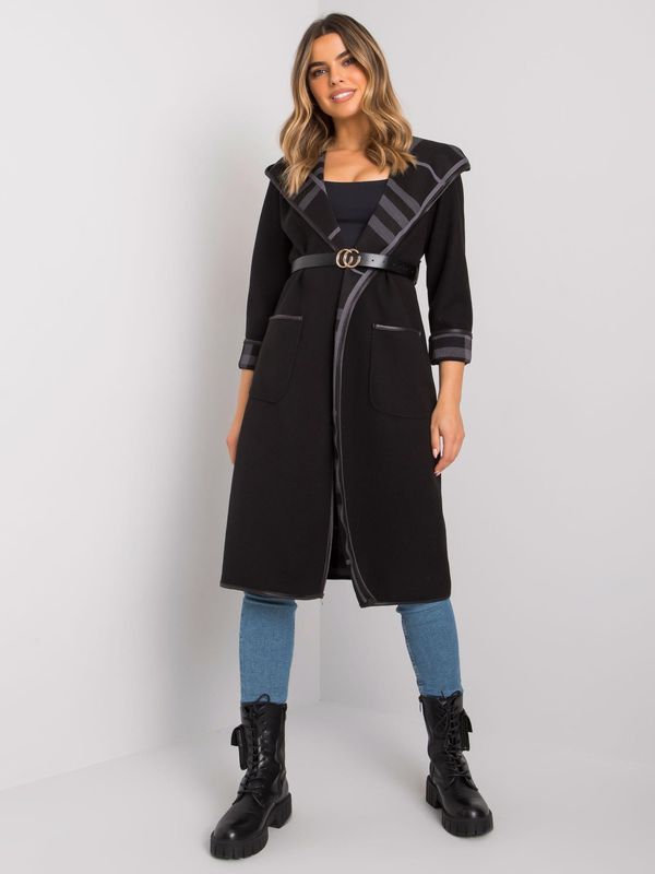 Fashionhunters Lady's black coat with belt