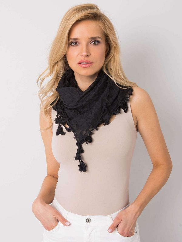 Fashionhunters Lady's black scarf with fringe