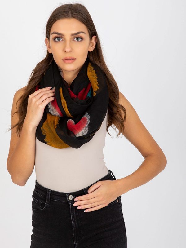 Fashionhunters Lady's black scarf with prints