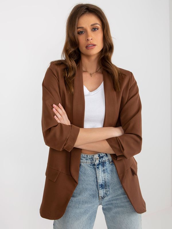 Fashionhunters Lady's dark brown lined jacket by Adely