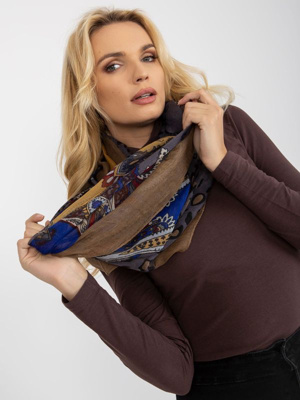Fashionhunters Lady's grey scarf with prints