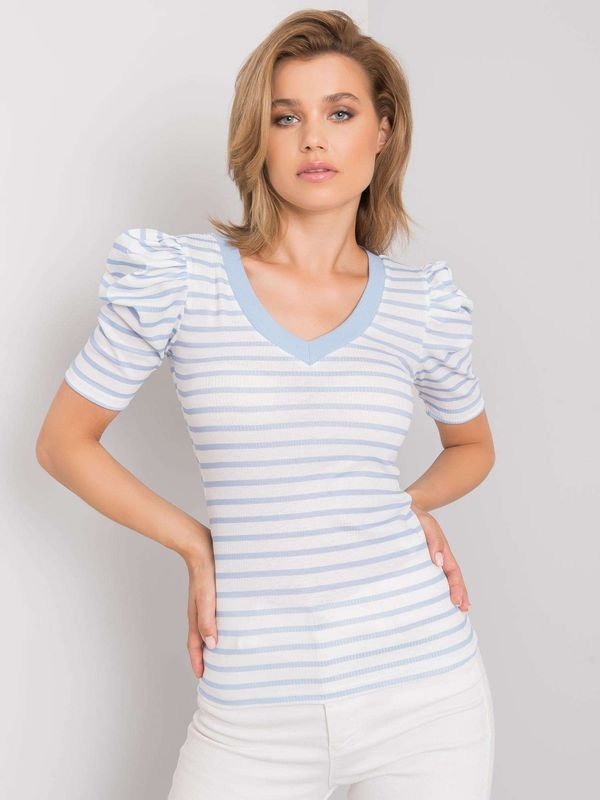 Fashionhunters Lady's white-blue striped blouse