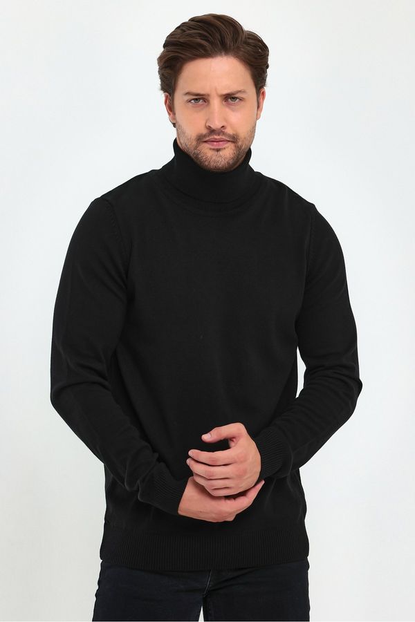 Lafaba Lafaba Men's Black Turtleneck Basic Knitwear Sweater