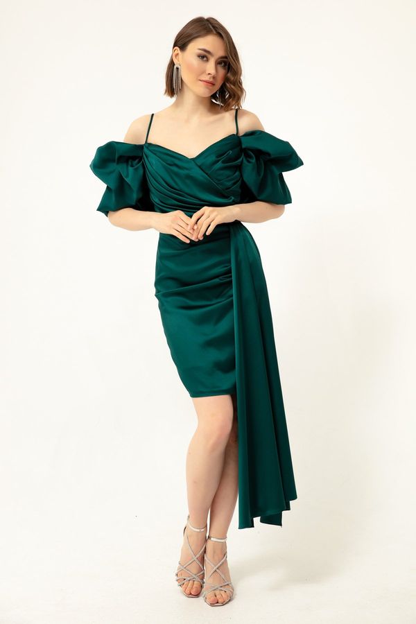 Lafaba Lafaba Women's Emerald Green Thin Strap Tailed Evening Dress