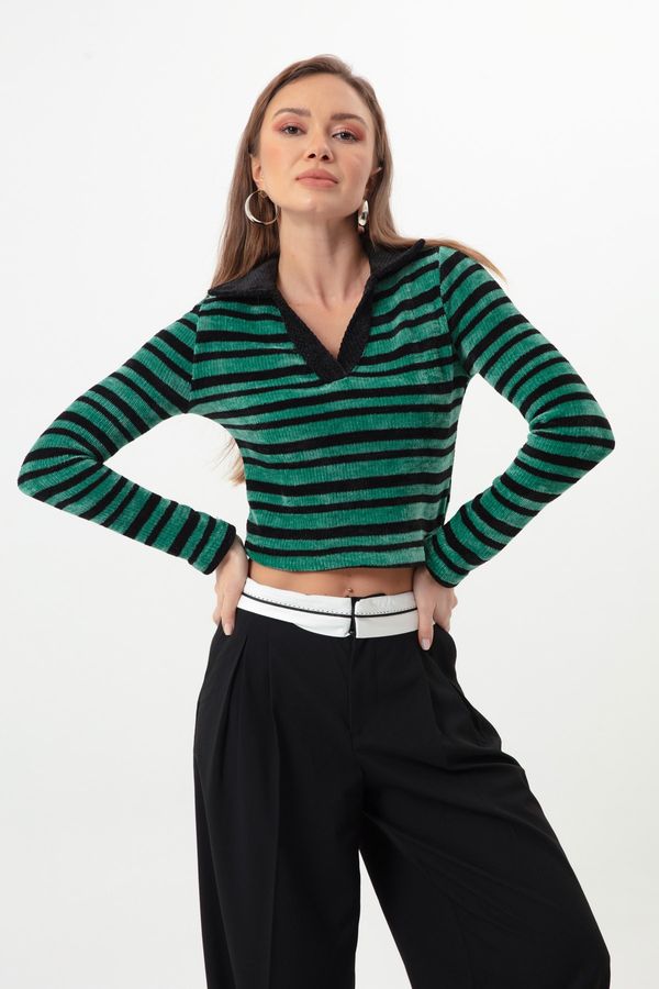 Lafaba Lafaba Women's Green Striped Knitted Sweater