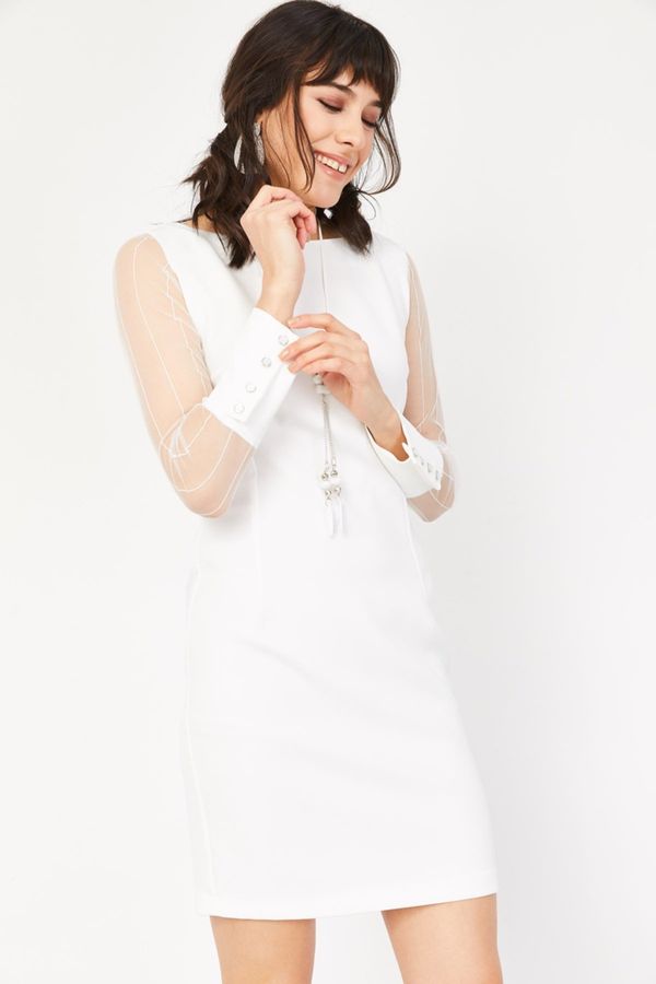 Lafaba Lafaba Women's White Lace Mini Pencil Dress