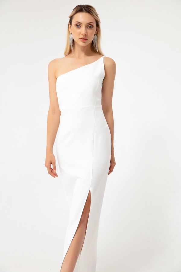 Lafaba Lafaba Women's White One-Shoulder Slit Maxi Dress