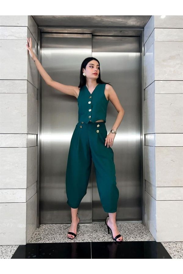 Laluvia Laluvia Emerald Vest and Pants Set