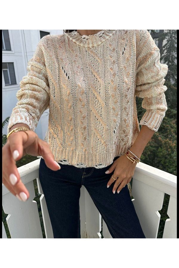 Laluvia Laluvia Gold Leaf Printed Ripped Detailed Sweater