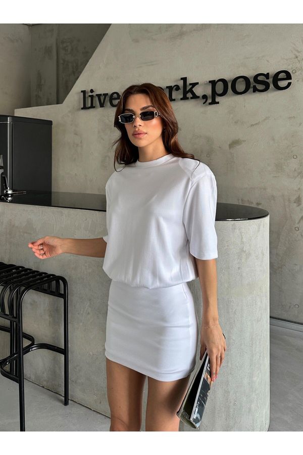Laluvia Laluvia White Premium Wadding T-shirt Dress