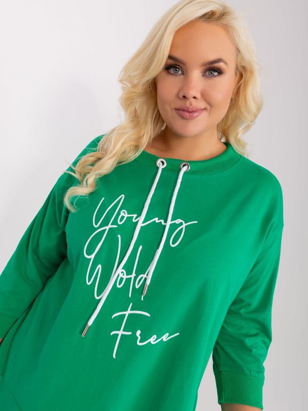 Fashionhunters Large green blouse with a round neckline
