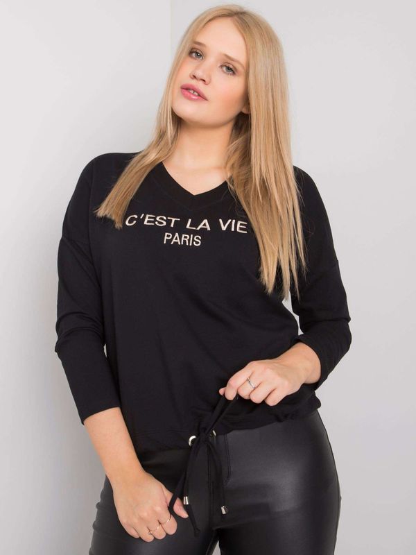 Fashionhunters Larger black women's blouse with inscription