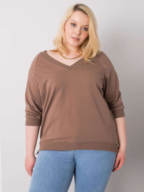Fashionhunters Larger brown cotton sweatshirt