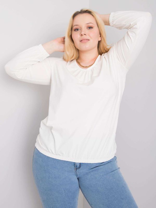 Fashionhunters Larger cotton blouse in ecru color