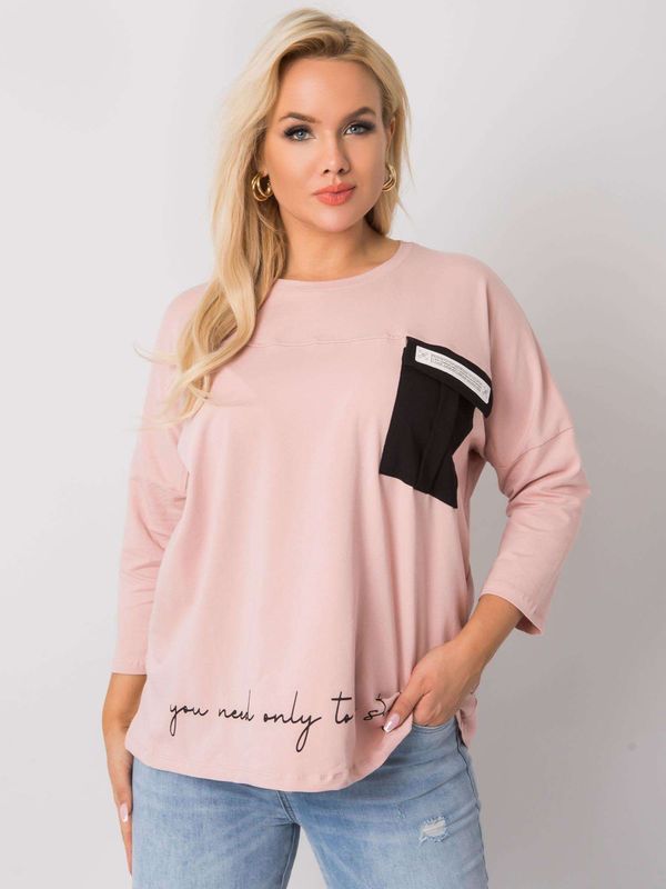 Fashionhunters Larger dusty pink blouse with inscription and pocket