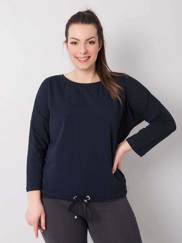 Fashionhunters Larger navy cotton blouse