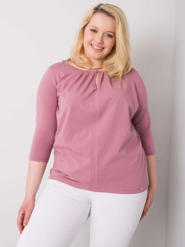 Fashionhunters Larger pink cotton blouse