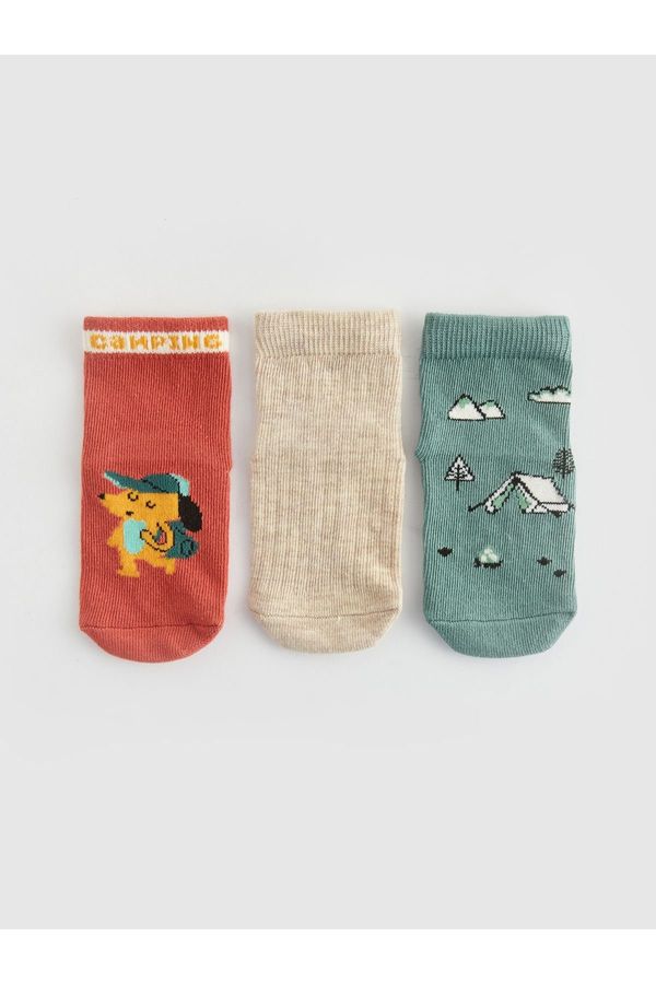 LC Waikiki LC Waikiki 3-Pack Baby Boy Printed Socks