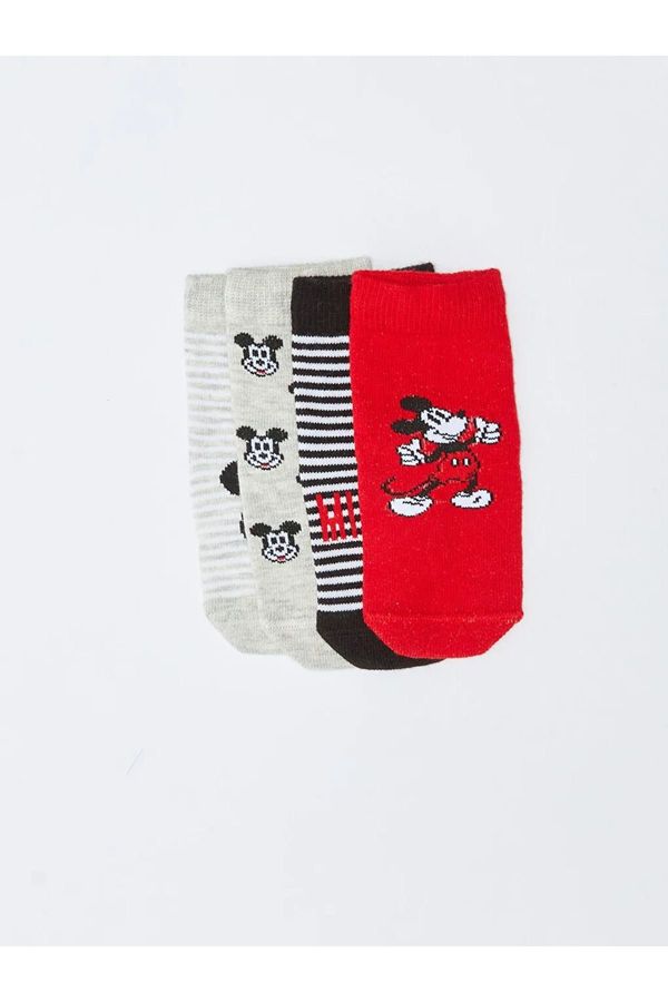 LC Waikiki LC Waikiki 4-Piece LCW Baby Mickey Mouse Patterned Baby Boy Socks