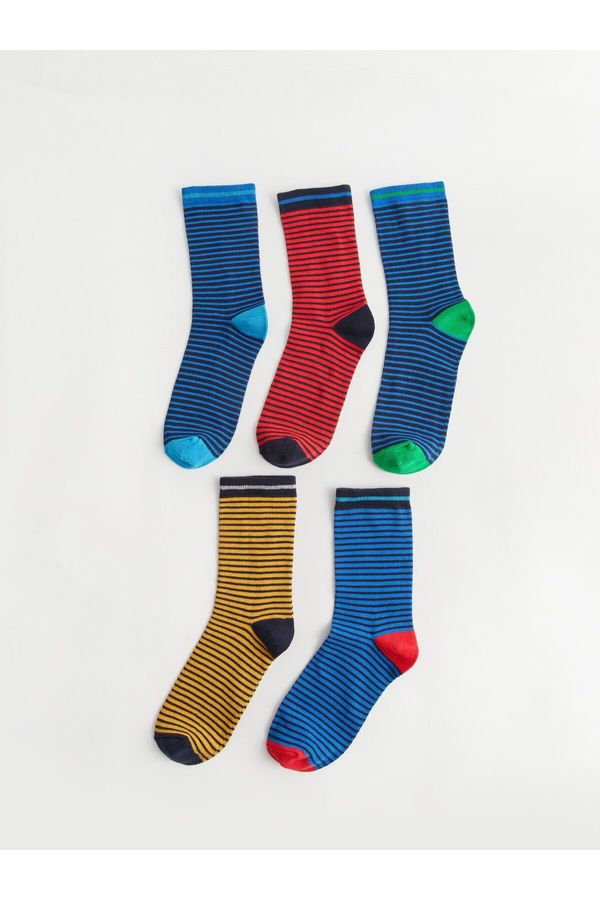 LC Waikiki LC Waikiki 5-Piece Striped Boy's Crew Neck Socks