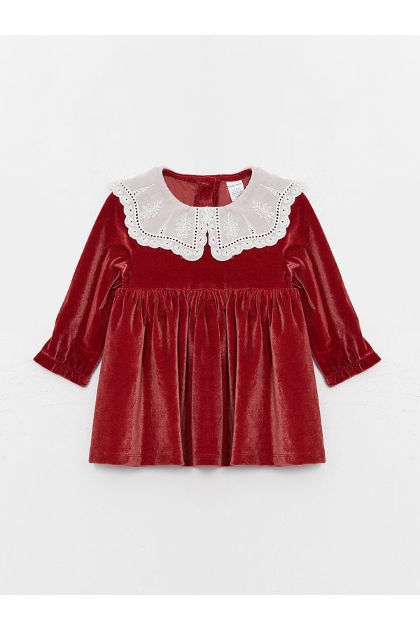 LC Waikiki LC Waikiki Bebe Collar Long Sleeve Velvet Baby Girl Dress