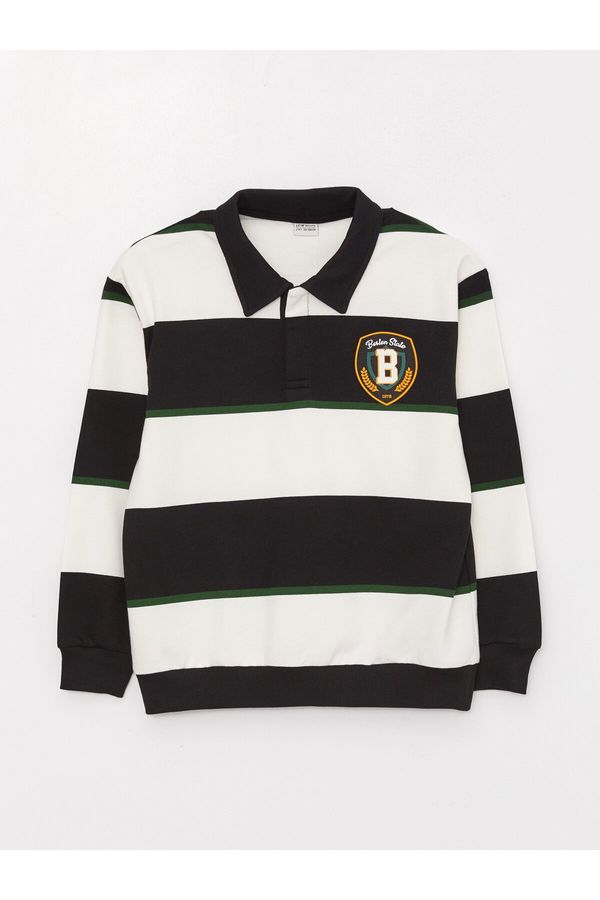 LC Waikiki LC Waikiki Boys' Comfort Fit Polo Neck Striped Sweatshirt