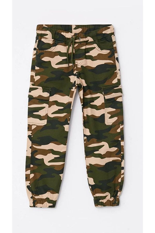 LC Waikiki LC Waikiki Boy's Elastic Waist Camouflage Patterned Gabardine Cargo Trousers