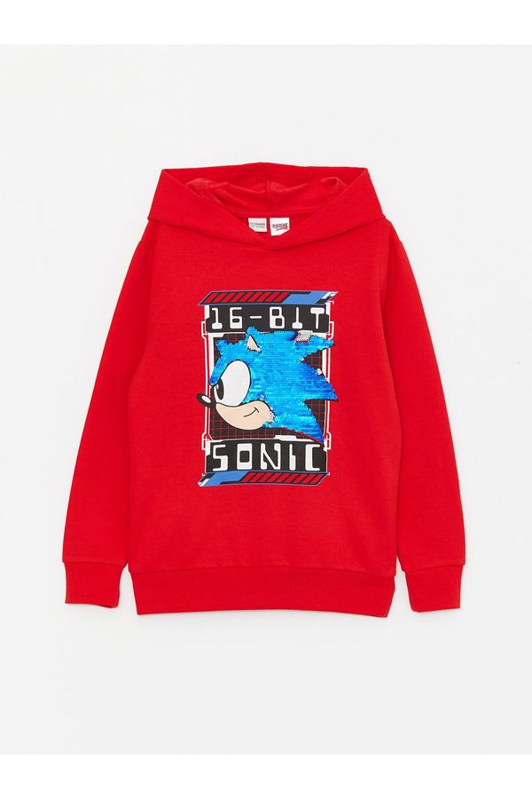 LC Waikiki LC Waikiki Boys' Sonic Printed Reversible Sequined Hoodie