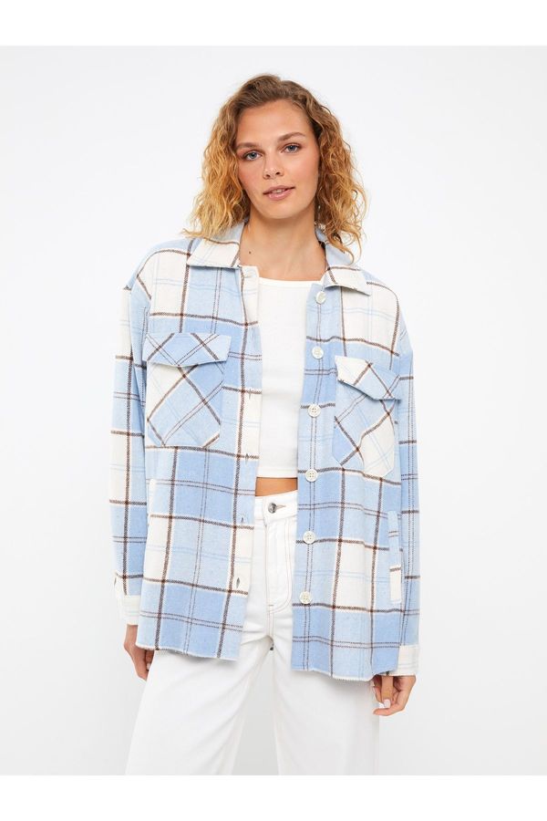 LC Waikiki LC Waikiki Button-Front Plaid Long Sleeve Women's Shirt Jacket