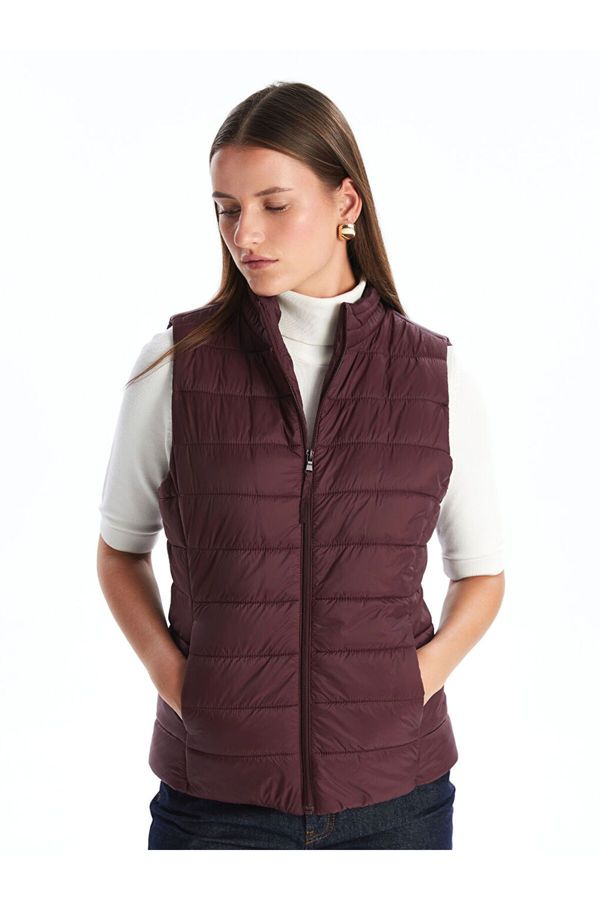 LC Waikiki LC Waikiki Classic Beige Stand Collar Women's Puffer Vest