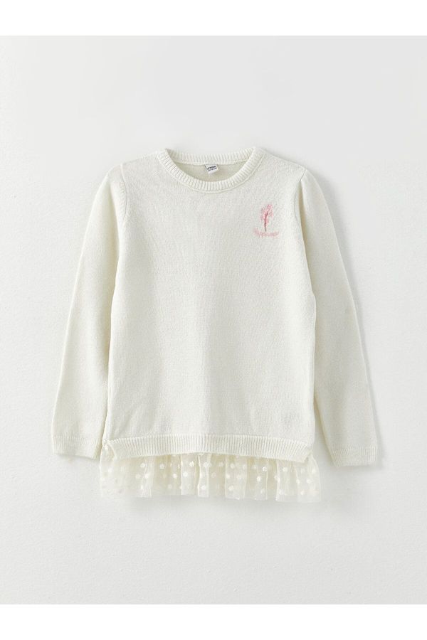 LC Waikiki LC Waikiki Crew Neck Embroidered Long Sleeve Girl's Knitwear Sweater