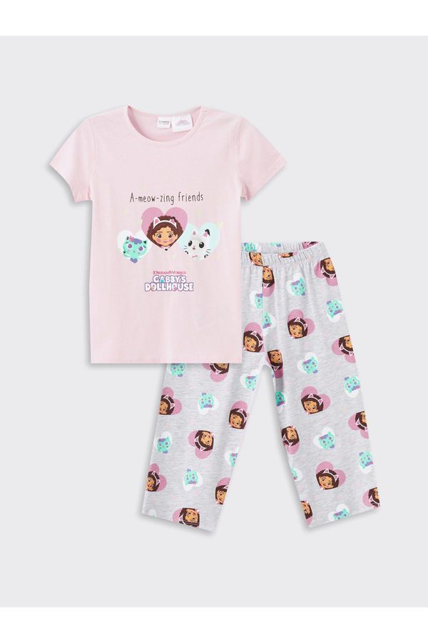 LC Waikiki LC Waikiki Crew Neck Gabby's Dollhouse Printed Short Sleeve Girls Pajama Set