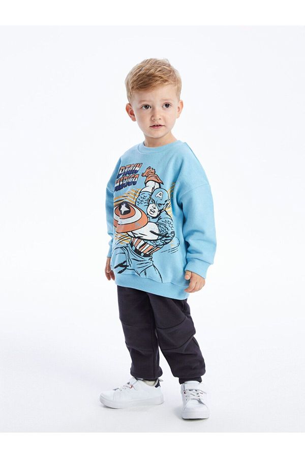 LC Waikiki LC Waikiki Crew Neck Long Printed Baby Boy Sweatshirt and Trousers 2-Set