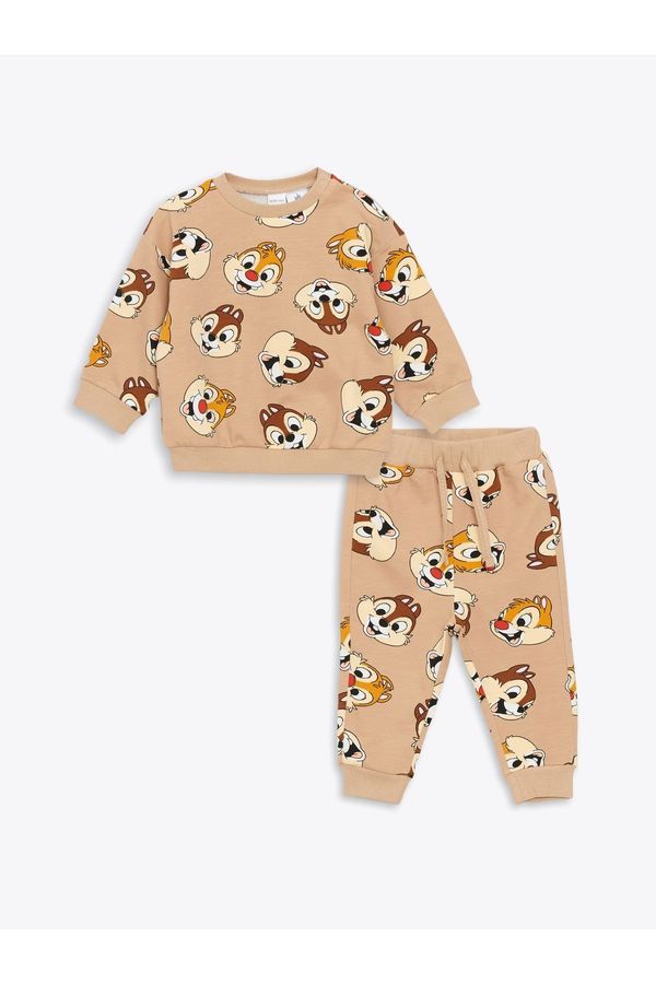 LC Waikiki LC Waikiki Crew Neck Long Sleeve Chip and Dale Printed Baby Boy Sweatshirt and Tracksuit Bottom 2-Piece Set