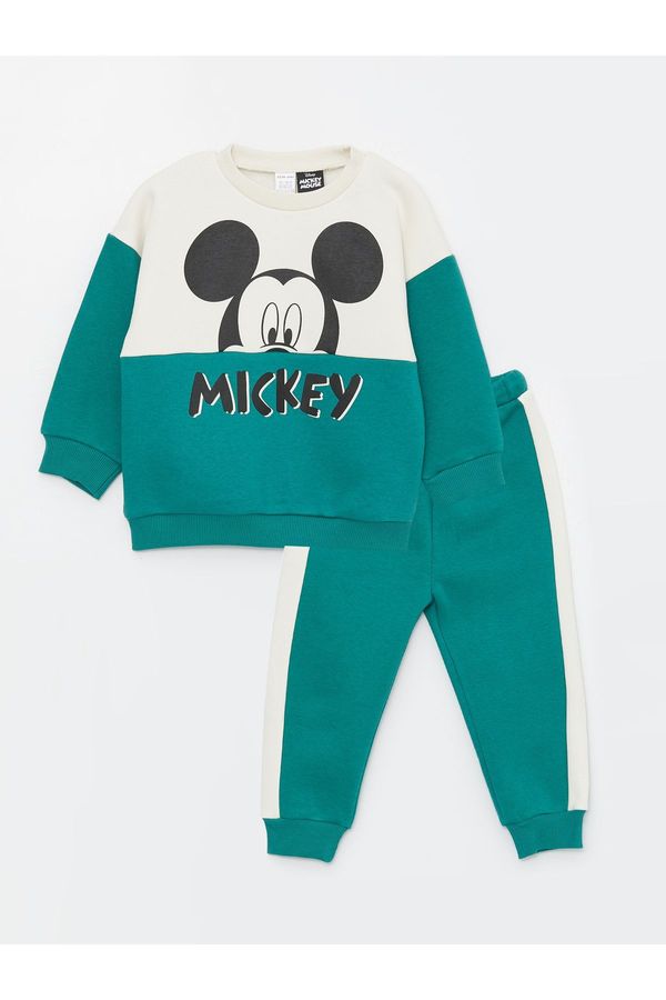 LC Waikiki LC Waikiki Crew Neck Long Sleeve Mickey Mouse Printed Baby Boy Sweatshirt and Tracksuit Bottom 2-Piece Set