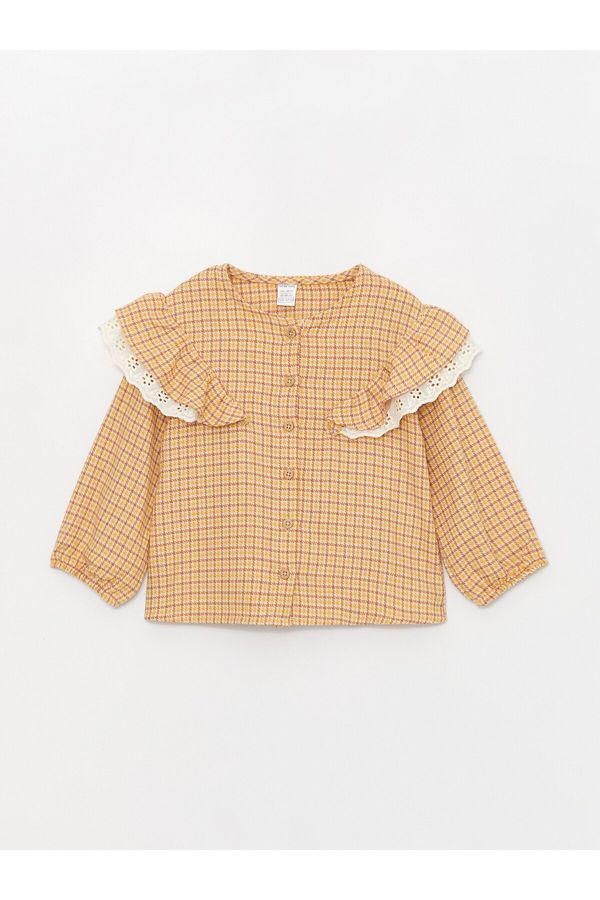 LC Waikiki LC Waikiki Crew Neck Long Sleeve Plaid Baby Girl Shirt