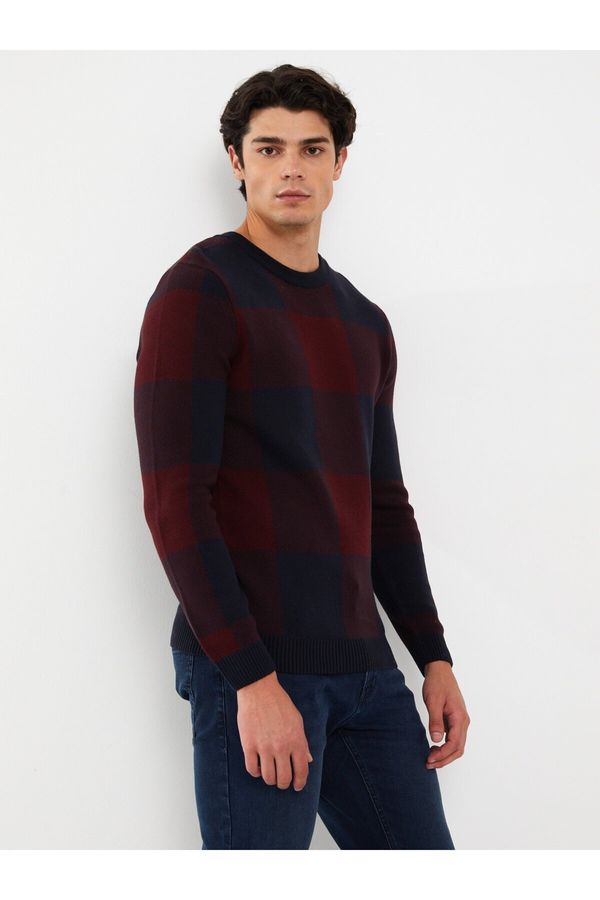 LC Waikiki LC Waikiki Crew Neck Long Sleeve Plaid Men's Knitwear Sweater