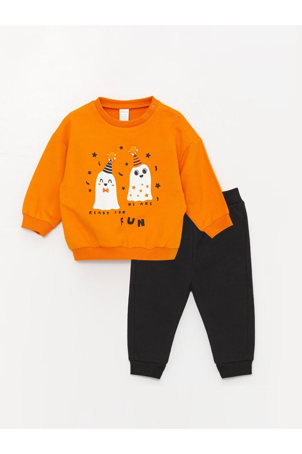 LC Waikiki LC Waikiki Crew Neck Long Sleeve Printed Baby Boy Sweatshirt and Sweatpants 2-Piece Set