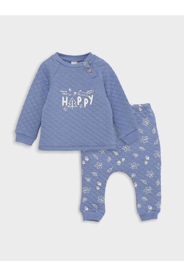 LC Waikiki LC Waikiki Crew Neck Long Sleeve Printed Baby Boy Sweatshirt and Trousers 2-Piece Set