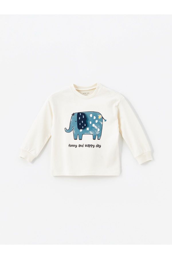 LC Waikiki LC Waikiki Crew Neck Long Sleeve Printed Baby Boy T-Shirt