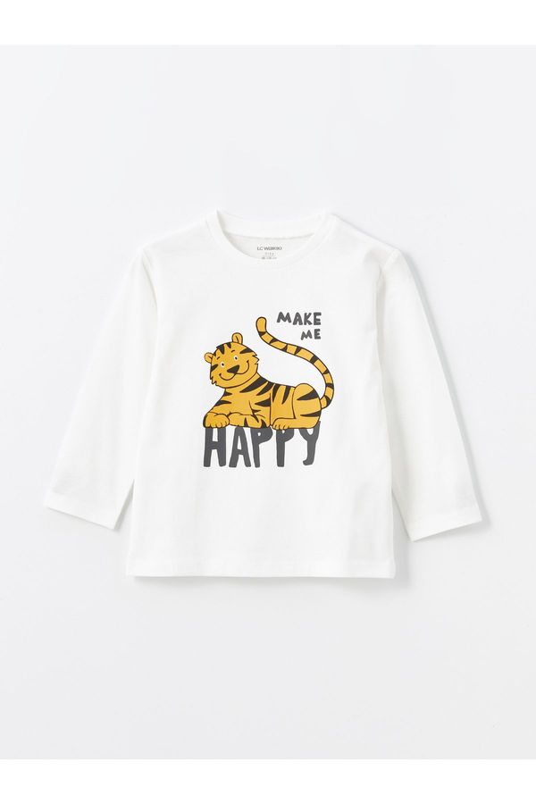 LC Waikiki LC Waikiki Crew Neck Long Sleeve Printed Baby Boy T-Shirt