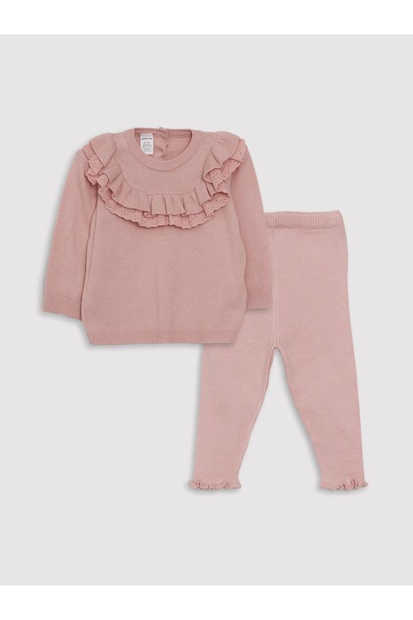 LC Waikiki LC Waikiki Crew Neck Long Sleeved Baby Girl Knitwear Sweater and Leggings 2-Pair Set