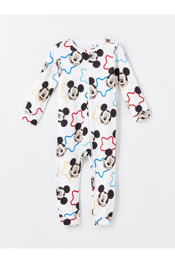 LC Waikiki LC Waikiki Crew Neck Mickey Mouse Printed Baby Boy Jumpsuit