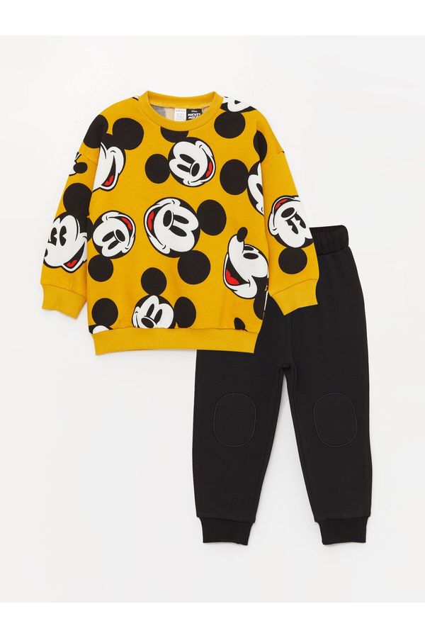 LC Waikiki LC Waikiki Crew Neck Mickey Mouse Printed Baby Boy Pants and Sweatshirt Set 2-Pack