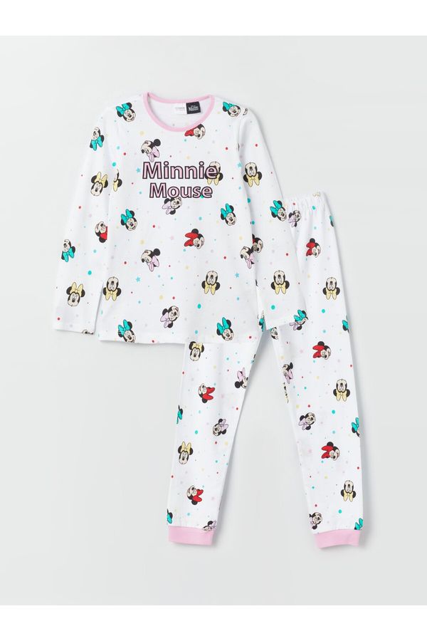 LC Waikiki LC Waikiki Crew Neck Minnie Mouse Printed Long Sleeve Girls Kids Pajamas Set