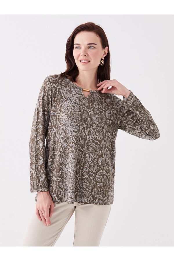 LC Waikiki LC Waikiki Crew Neck Patterned Long Sleeve Women's Blouse