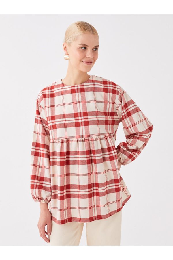 LC Waikiki LC Waikiki Crew Neck Plaid Long Sleeve Women's Tunic