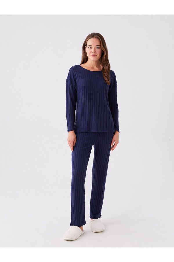 LC Waikiki LC Waikiki Crew Neck Plain Long Sleeve Women's Pajama Set