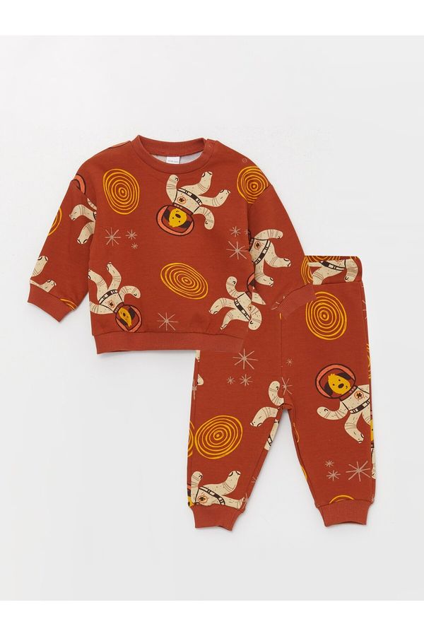 LC Waikiki LC Waikiki Crew Neck Printed Baby Boy Sweatshirt and Sweatpants