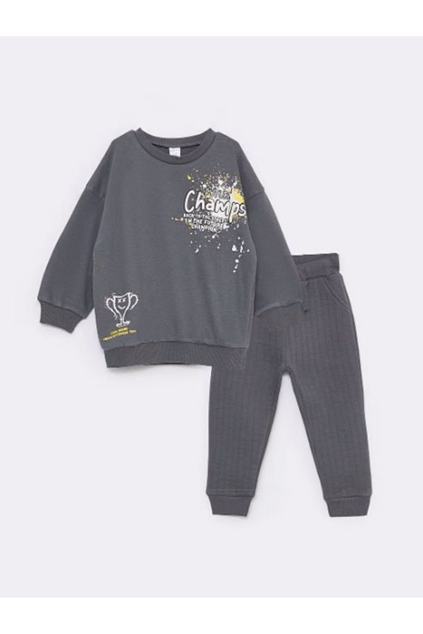 LC Waikiki LC Waikiki Crew Neck Printed Baby Boy Sweatshirt and Sweatpants